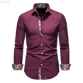 thumbnail image 1 of Bcfgryg Mens Long Sleeved Youth Fashion Casual Lapel Slim Fit Color Shirt Men Shirts Casual Red L, 1 of 5