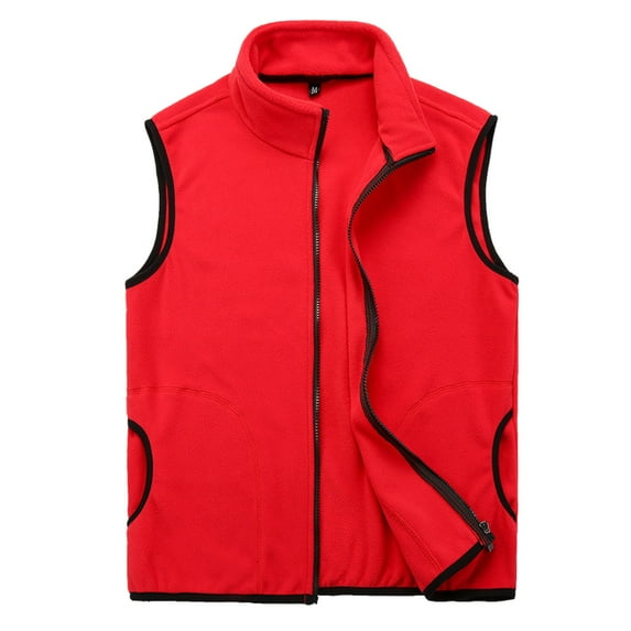 Bcfgryg Mens Outdoor Vest Vest Polar FleeceThick Warm Climbing Wear Solid Color Coat Vest Men's Jacket Red M