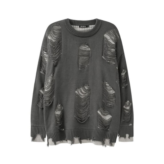 Bcfgryg Mens Retro Worn Out Sweater Loose Versatile Knit Sweater Jacket Cardigans For Men Gray M