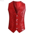 thumbnail image 1 of Bcfgryg Mens Sequins Vest Formal/Leisure V-neck Shiny Bowtie Vest Prom Party Clothes Red M, 1 of 3
