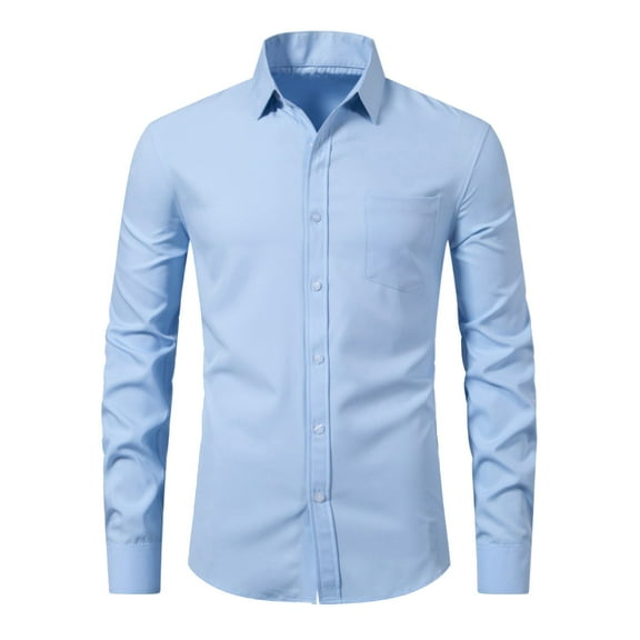 Bcfgryg Mens Shirt Solid Color Casual Long Sleeved Lapel Slim Fit Shirt Big and Tall Men's Shirts