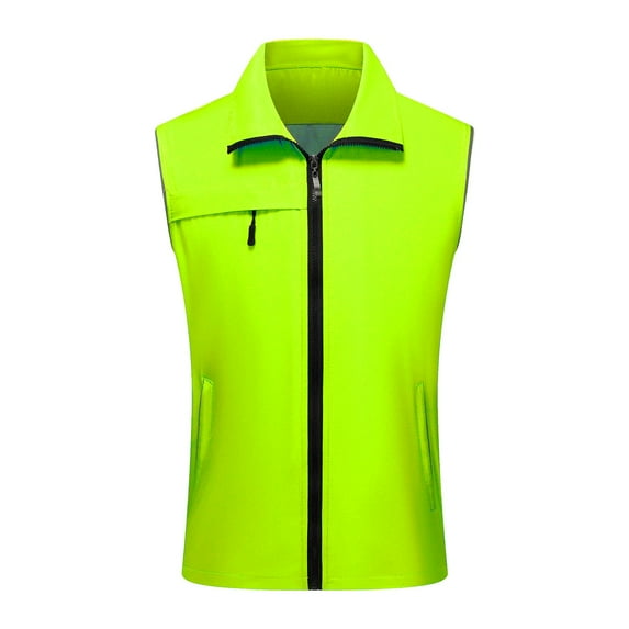 Bcfgryg Mens Sleeveless Vest Top Casual T Shirt Solid Color Hooded Hoodie Lace Up Horizontal Zipper Men's Fleece Jacket Yellow XXXL