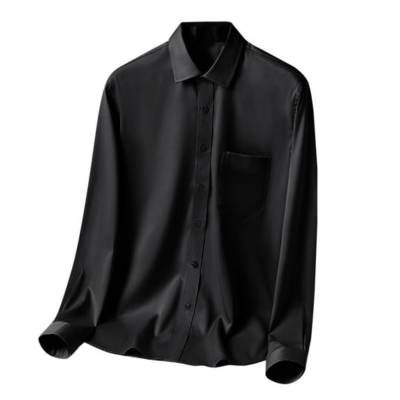 Bcfgryg Mens Solid Color Shirt Long Sleeve Casual Business Non Ironing Shirt Overalls Business Shirts Men