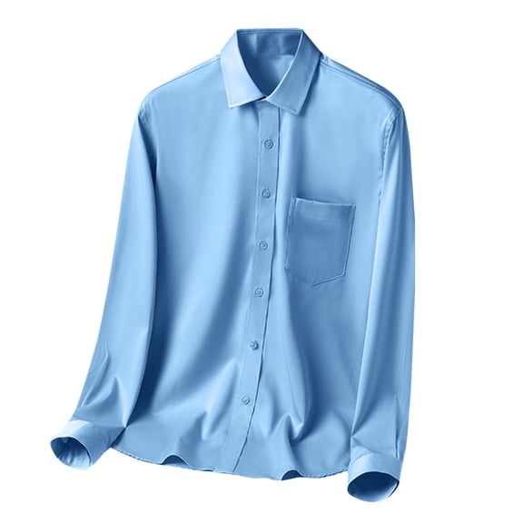Bcfgryg Mens Solid Color Shirt Long Sleeve Casual Business Non Ironing Shirt Overalls Business Shirts Men
