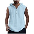 thumbnail image 1 of Bcfgryg Mens Solid Color Simple Csual Fashion Drawstring Button Hooded Vest Top Men's Work Vest, 1 of 4