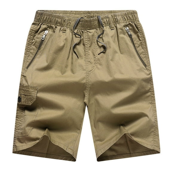 Bcfgryg Mens Sports Casual Elastic Waist Lace Up Shorts European Size Outwear Shorts Men's Shorts For Swimming Khaki XXL