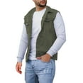 thumbnail image 1 of Bcfgryg Mens Spring And Autumn Fashion Leisure High Street Edge Solid Color Buckle Lapel Slim Denim Jcket Vest Vest Mens Waterproof Jacket Green XXXL, 1 of 3
