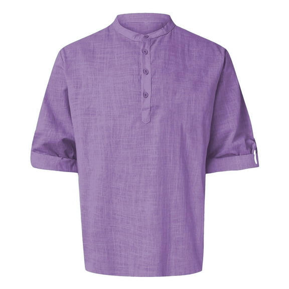 Bcfgryg Mens Spring Summer Loose Stand Solid Long Sleeve Pullover Shirt Oversized T-shirts Men