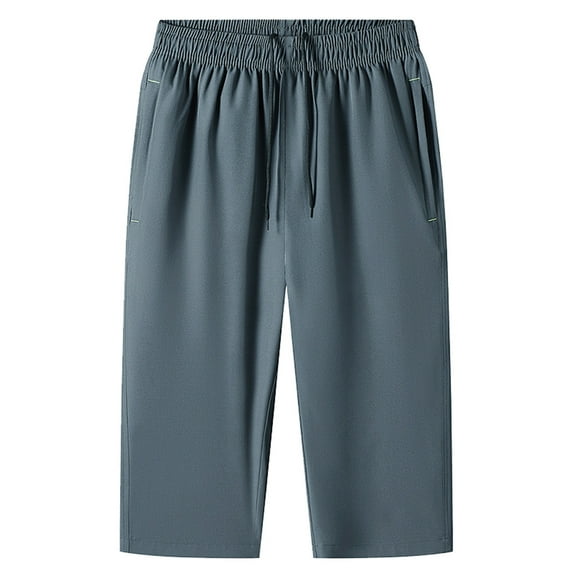 Bcfgryg Mens Summer Casual Loose Stretch Shorts Cropped Pants Men's Linen Shorts For Summer Travel Dark Gray XXXL