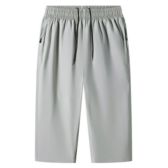 Bcfgryg Mens Summer Casual Loose Stretch Shorts Cropped Pants Men's Linen Shorts For Summer Travel Grey M