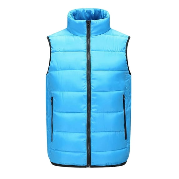 Bcfgryg Mens Thickened Windproof And Warm Jacket Down Cotton Vest Men's Lightweight Jacket Blue XXL