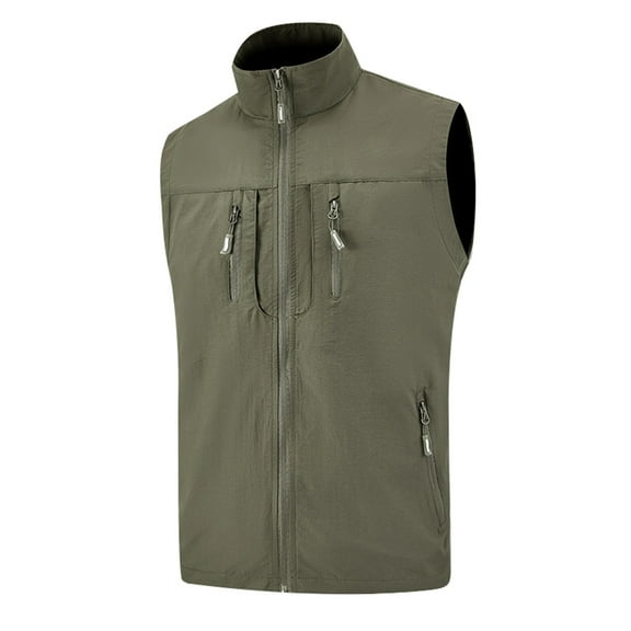 Bcfgryg Mens Thin Coat Pocket Solid Color Outdoor Vest Men's Vest