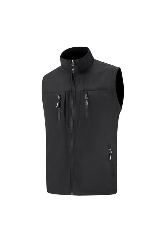 Mens Thin Coat Pocket Solid Color Outdoor Vest Men's Vest