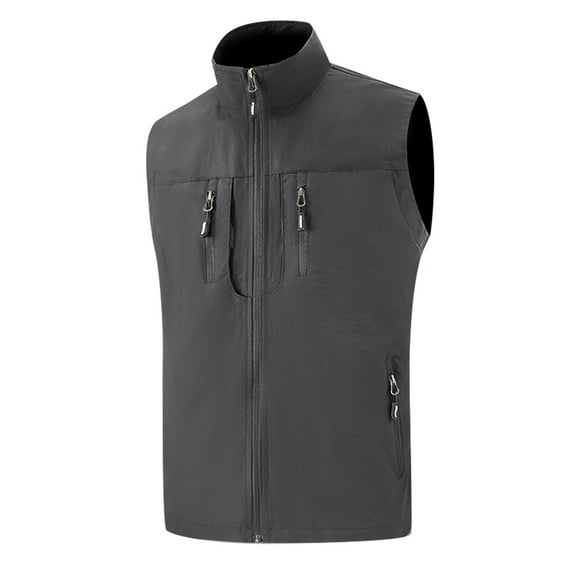 Bcfgryg Mens Thin Coat Pocket Solid Color Outdoor Vest Men's Vest