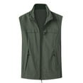 thumbnail image 1 of Bcfgryg Mens Vest New Casual Quilted Vests For Autumn And Winter Solid Color Slim Fit Standing Comfortable Men's Jacket Green L, 1 of 2