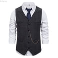 thumbnail image 1 of Bcfgryg Mens Western Herringbone Suit Vest Cotton Blend Slim Fit Vest For Men Black XXL, 1 of 3