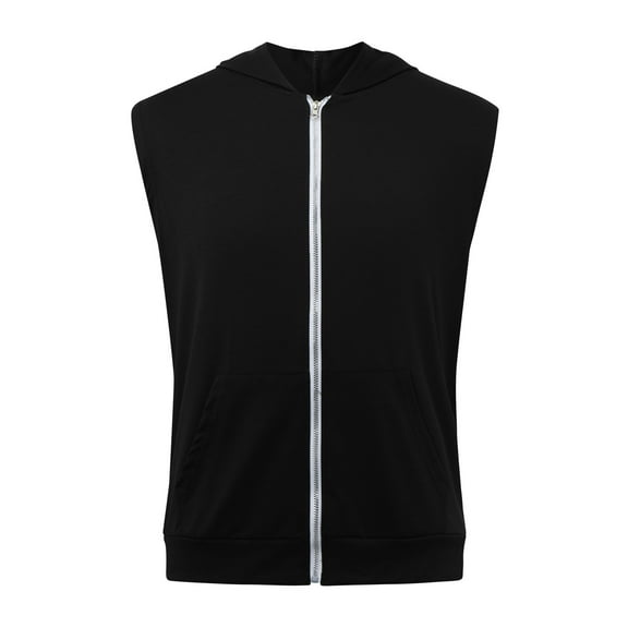 Bcfgryg Mens Workout Hooded Tank Tops Pack Zip Up Sleeveless Gym Shirts Muscle Cut Off T Shirt Bodybuilding Hoodies Men's Work Vest