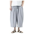 thumbnail image 1 of Bcfgryg New Men Wide Leg Pants Loose Large Ice Silk Crop Pants Harlan Elastic Beach Pants Men's Cargo Pants, 1 of 5