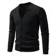 thumbnail image 1 of Bcfgryg New Men's V Neck Jacquard Knitted Sweater Jacket Long Cardigan Men Black XXL, 1 of 3