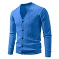 thumbnail image 1 of Bcfgryg New Men's V Neck Jacquard Knitted Sweater Jacket Long Cardigan Men Blue XL, 1 of 3