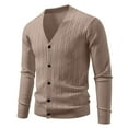 thumbnail image 1 of Bcfgryg New Men's V Neck Jacquard Knitted Sweater Jacket Long Cardigan Men Brown XXXXL, 1 of 3