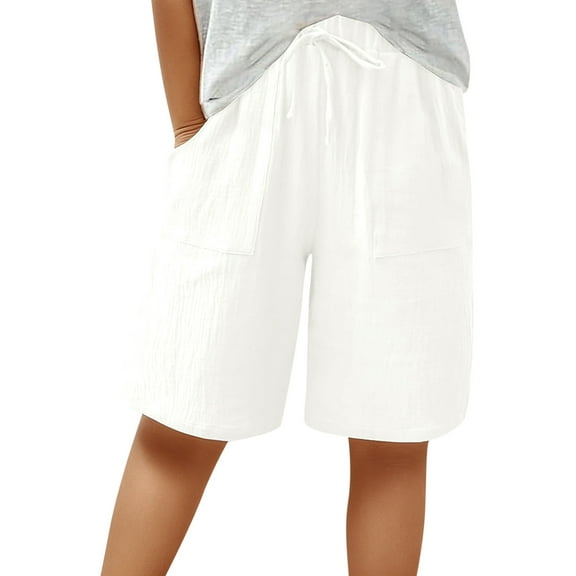 Bcfgryg Shorts For Women Knee Length Linen Wide Leg High Waisted Beach Summer Pants Casual Vacation Short Pant Men's Khaki Pants