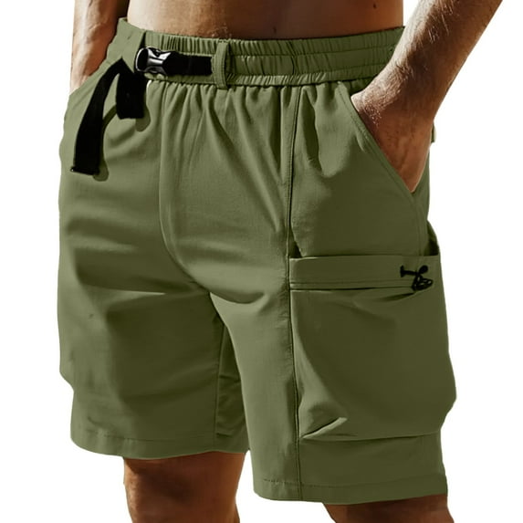 Bcfgryg Solid Color Breathable Quick Drying Men's Casual Loose Trendy Sports Shorts Men's Cargo Shorts With Pockets Green XXXL