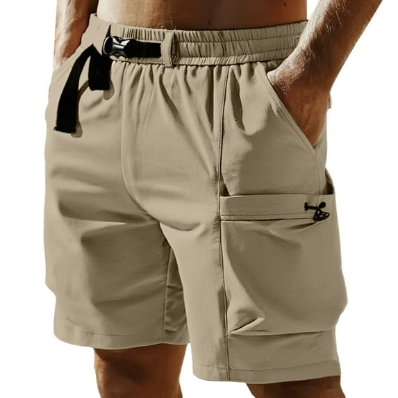 Bcfgryg Solid Color Breathable Quick Drying Men's Casual Loose Trendy Sports Shorts Men's Cargo Shorts With Pockets Khaki M
