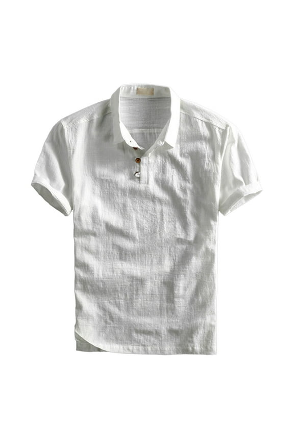 Solid Color Lapel Button Open Collar Men's Casual Business Loose Comfortable Short Sleeved Shirt Casual Men's Shirts