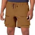 thumbnail image 1 of Bcfgryg Solid Color Zipper Double Pocket Drawstring Work Pants For Men Casual Loose Comfortable Trendy Sports Shorts Men's Linen Shorts For Summer Travel Brown XXL, 1 of 5