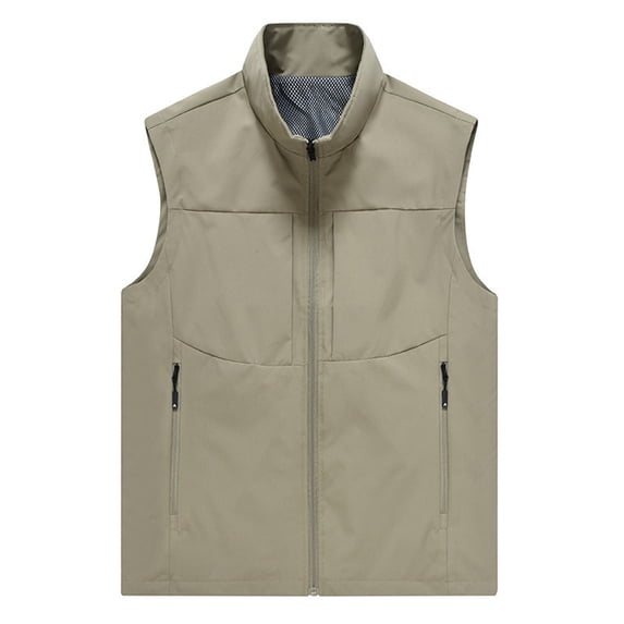 Bcfgryg Spring New Casual Breathable Vest Outdoor Photography Fishing Sports Men's Cardigan Stand Collar Lightweight Men's Jacket For Hiking Yellow M