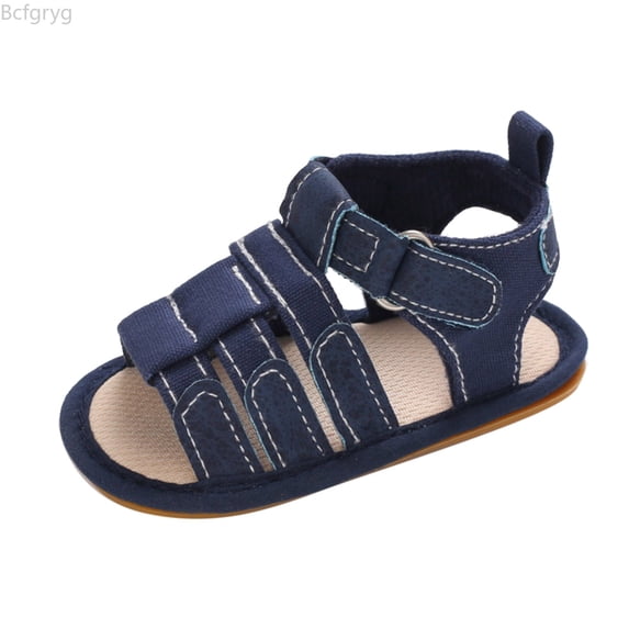 Bcfgryg Spring And Summer Children Baby Toddler Shoes Boys And Girls Sandals Flat Bottom Light Open Toe Hook Loop Solid Color Roman Style Baby Sandals Size 6