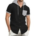 thumbnail image 1 of Bcfgryg Stylish Men's Shirts For Casual Wear Hooded Button Up Shirt With Color Block Design Summer For Everyday Comfort And Versatility Men's Casual Shirts, 1 of 5