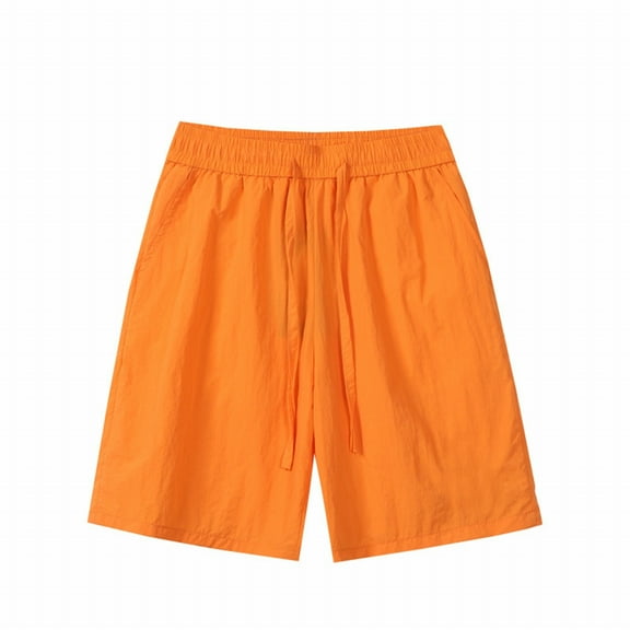 Bcfgryg Summer Beach Quick Drying Casual Large Sized Loose Sports Shorts Men's Linen Shorts For Summer Travel Orange M