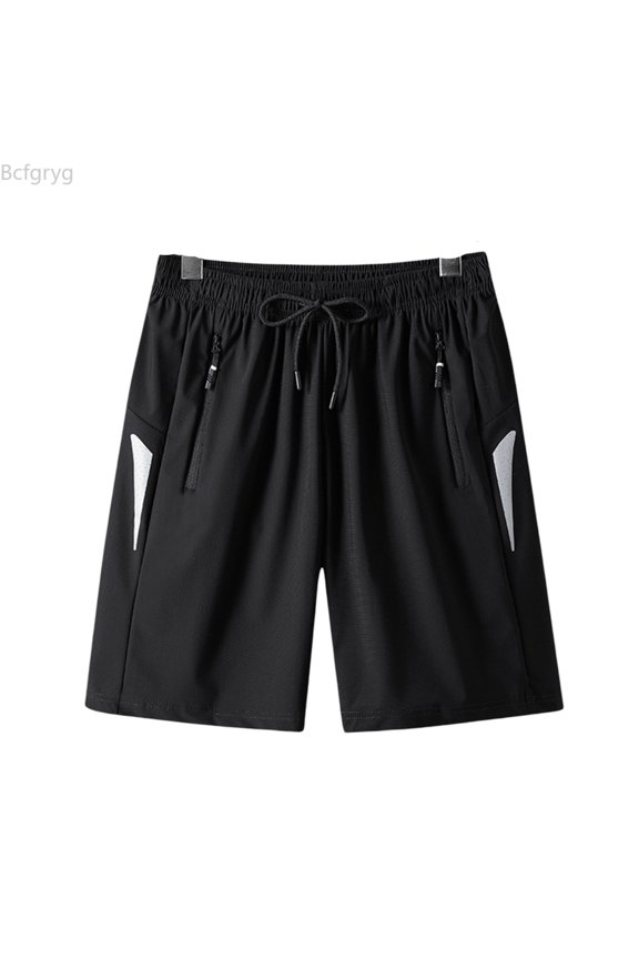 Summer Casual Shorts Lightweight Breathable Loose Fit Air Conditioning Cool Mid Length Comfortable Elastic Waist Mens Shorts Black XXL