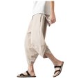 thumbnail image 1 of Bcfgryg Summer Cropped Pants Men's Retro Striped Casual Pants Trend Large Size Baggy Wide Leg Knickers Men’s Casual Pants, 1 of 5