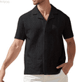 thumbnail image 1 of Bcfgryg Summer Man's Beach Refreshing Casual Fashion Short Sleeve Shirt Men Shirts Casual Black L, 1 of 4