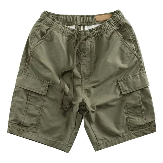 Bcfgryg Summer Men Pocket Elastic Waist Shorts Solid Color Casual Shorts Men’s Cargo Pants