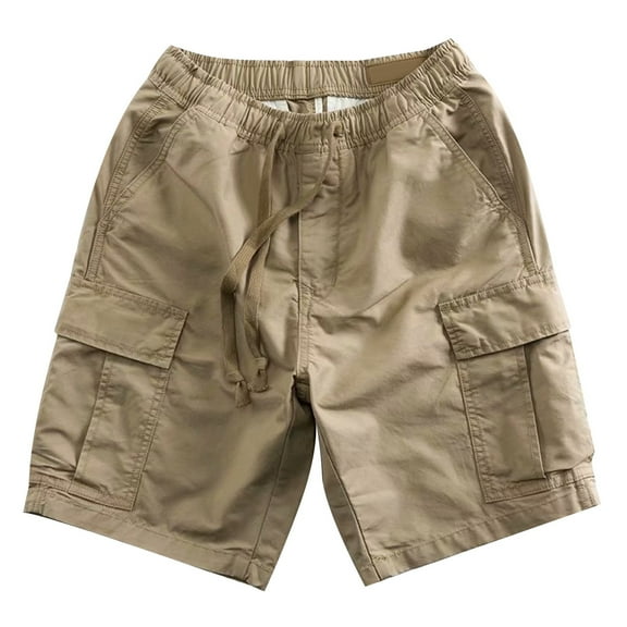 Bcfgryg Summer Men Pocket Elastic Waist Shorts Solid Color Casual Shorts Men’s Cargo Pants