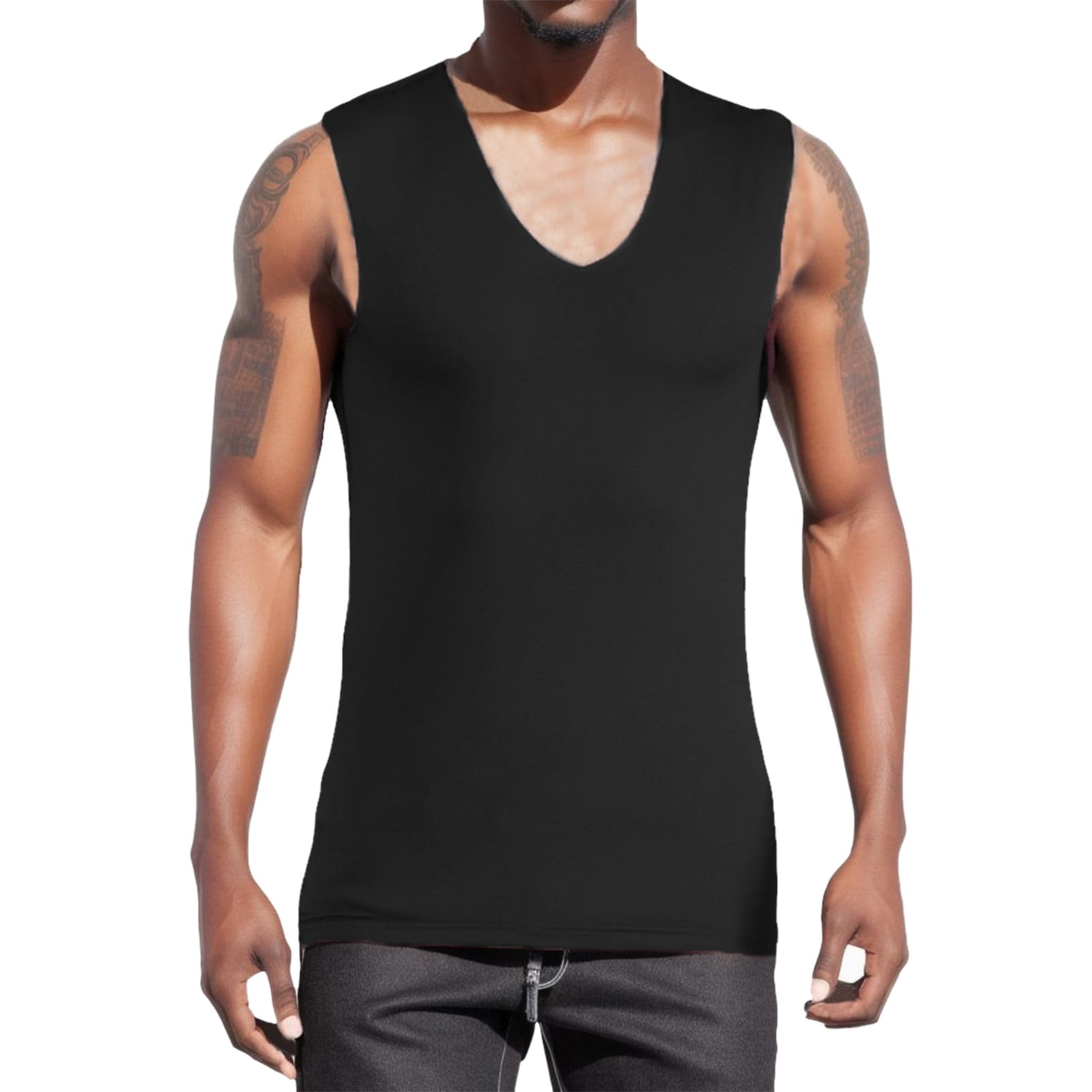 Bcfgryg Summer Men's Top Ice Silk Traceless Color Sleeveless Thin ...