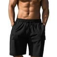 thumbnail image 1 of Bcfgryg Summer Men's Zipper Pocket Shorts Lightweight Casual Sports Running Gym Short Pants Cargo Shorts Men Black L, 1 of 5