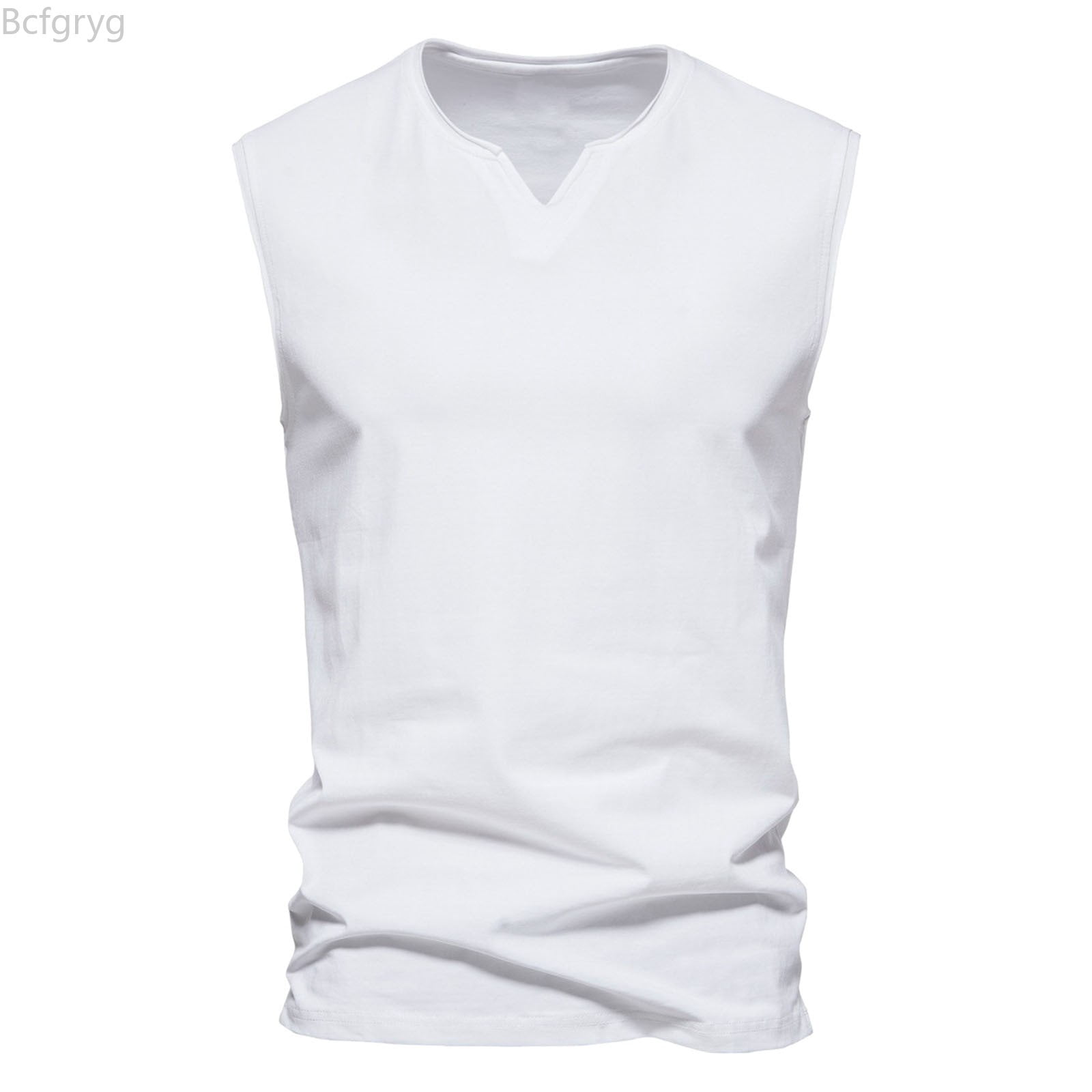 Bcfgryg Summer Mens Fashion Vest Collar Sleeveless T Shirt Cotton ...