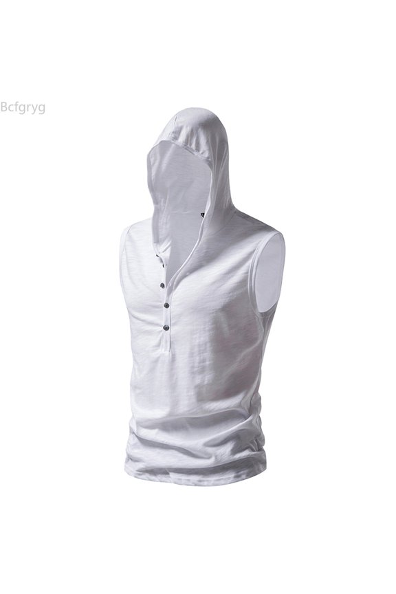 Summer Mens Wide Shouldered Collar Sleeveless T Shirt Cotton Shirt Vest Casual T Shirt Men Mens Casual Vest White XL