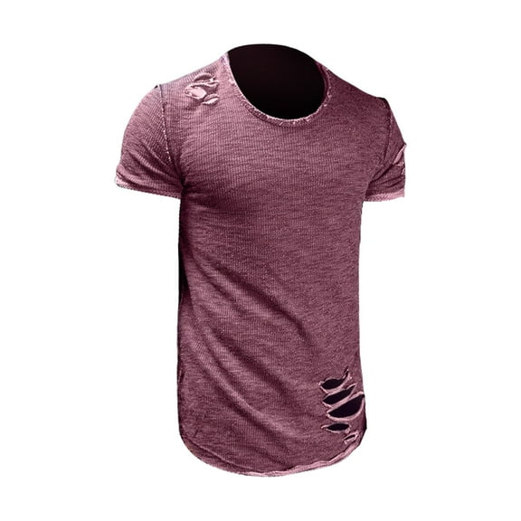 Bcfgryg Summer New Casual Solid Short Sleeve Perforated T Shirt Men Men T-shirts