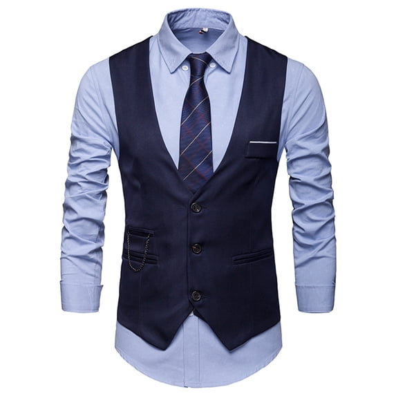 Bcfgryg Summer New Men's Solid Suit Vest British Slim Fit Large Sweetheart Formal Vest Men's Jacket Blue XXXXXL