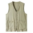 thumbnail image 1 of Bcfgryg Summer Thin Men's Vest Cotton Linen Vest V Neck Large Size Linen Jacket Tang Suit Men's Work Vest, 1 of 5