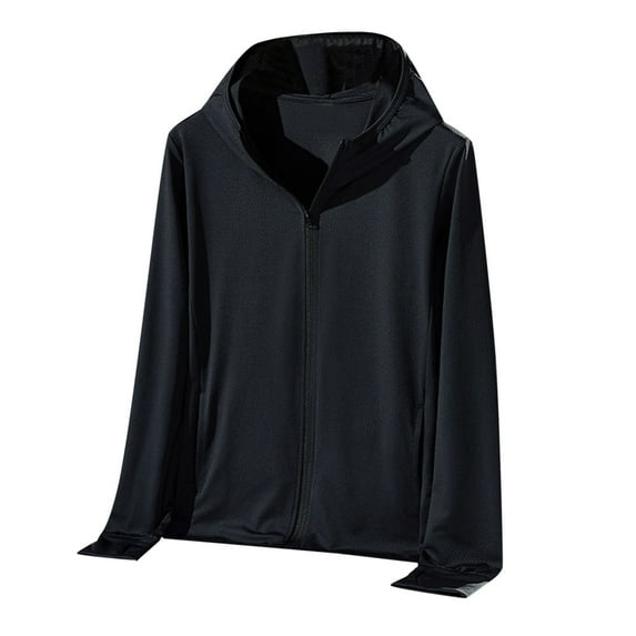 Bcfgryg Sun Protective Trend Men Zip Up Lightweight Hoodie Hiking Sun Shirt Sun Proof Shirt Sweaters For Men Black L
