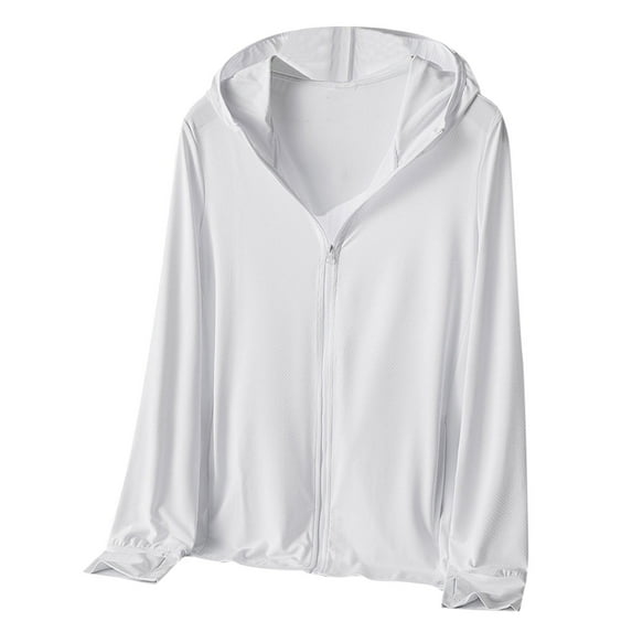 Bcfgryg Sun Protective Trend Men Zip Up Lightweight Hoodie Hiking Sun Shirt Sun Proof Shirt Sweaters For Men White XL