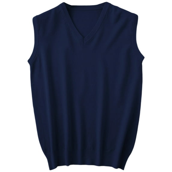 Bcfgryg Sweater Vest Men's Sleeveless Knitted Vest V Neck Knitted Vest Spring Plain Sleeveless Knitted For Men Mens Cardigans Blue S