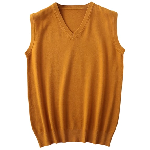 Bcfgryg Sweater Vest Men's Sleeveless Knitted Vest V Neck Knitted Vest Spring Plain Sleeveless Knitted For Men Mens Cardigans Orange XXL